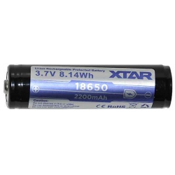 Akumulator18650 litowy litowo-jonowy Li-ion 3,7V 2200mAh Xtar zabezpieczeniem